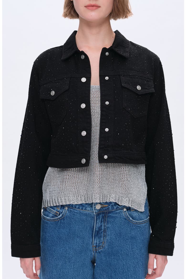 Alice Rhinestone Denim Jacket, Main, color, BLACK