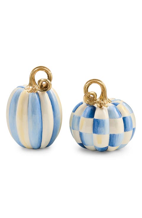 Royal Check & Stripe Petite Set of 2 Pumpkins