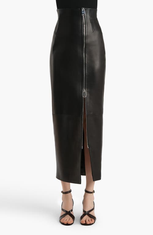 Khaite Gres Zip-detailed Plongé Leather Maxi Skirt In Black