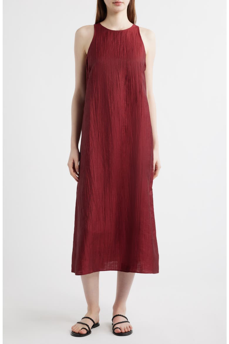 Crinkle Sleeveless Maxi Dress, Main, color, SUN DRIED TOMATO
