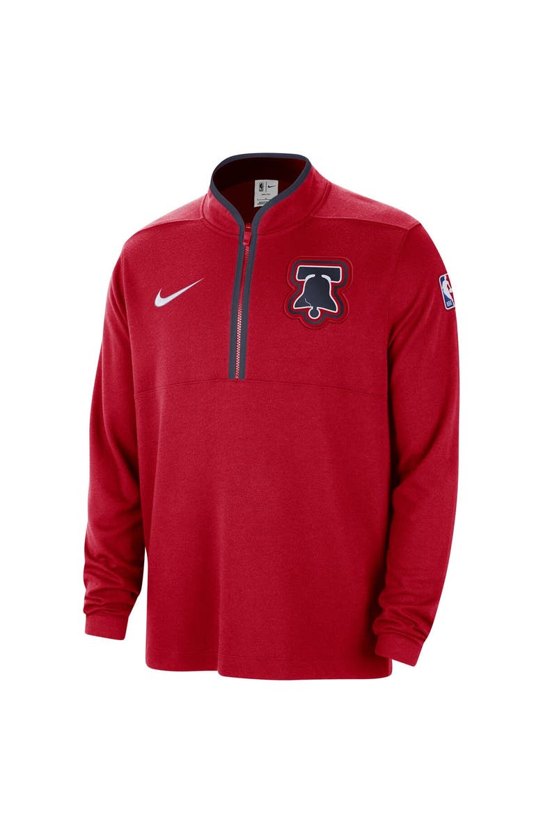 Nike Men's Nike Red Philadelphia 76ers 2023/24 City Edition Authentic Coaches Half-Zip Top, Alternate, color, 