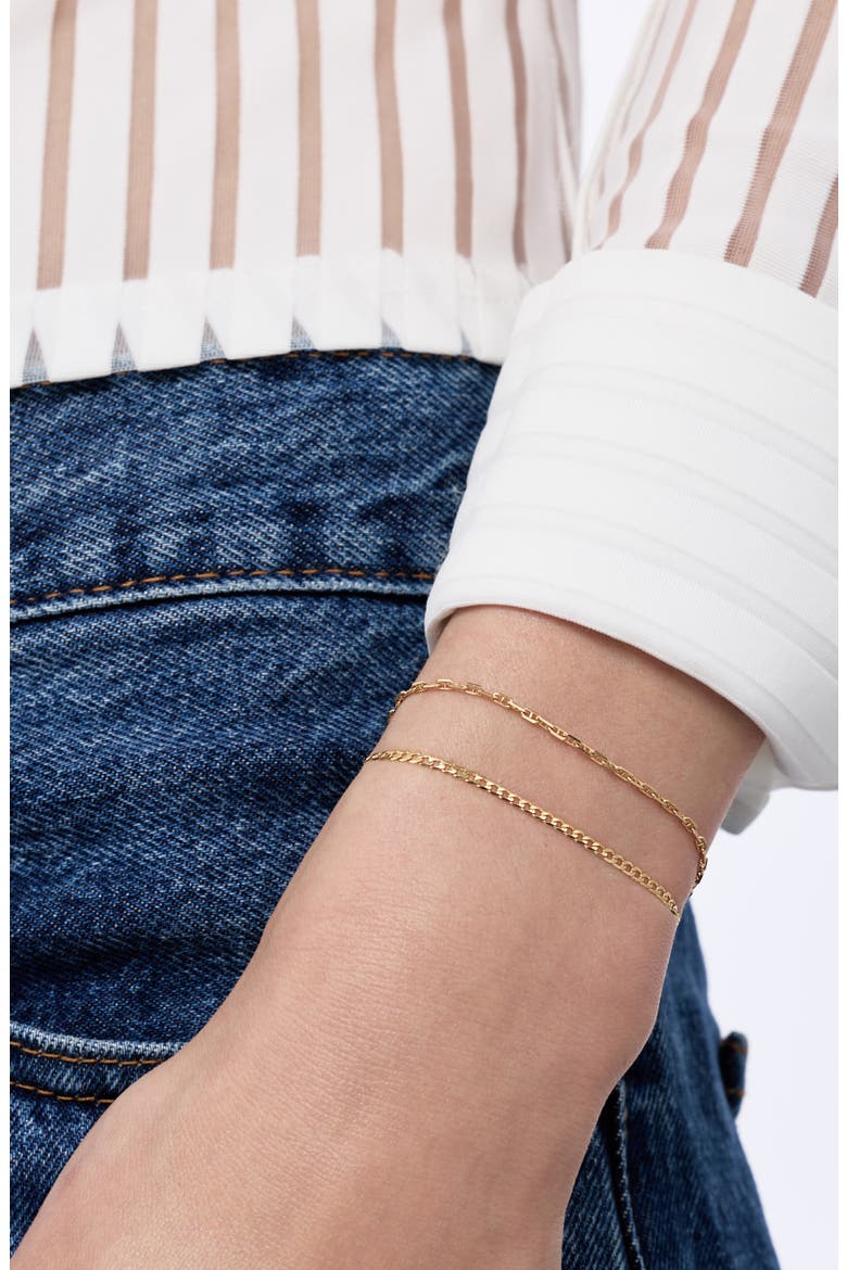Solid Yellow Gold - Mini Curb Chain Bracelet, Alternate, color, Gold