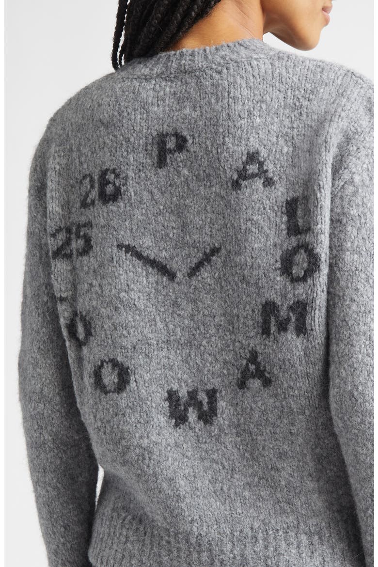 Clock Intarsia Wool & Alpaca Blend Sweater, Alternate, color, GREY