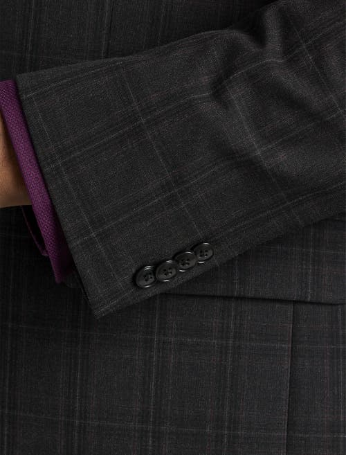Michael Kors Check Patterned Suit Jacket In Charcoal