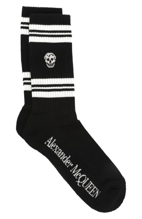 Stripe Skull Logo Crew Socks