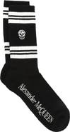 McQueen Stripe Skull Logo Crew Socks