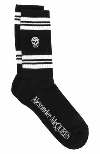 McQueen Stripe Skull Logo Crew Socks