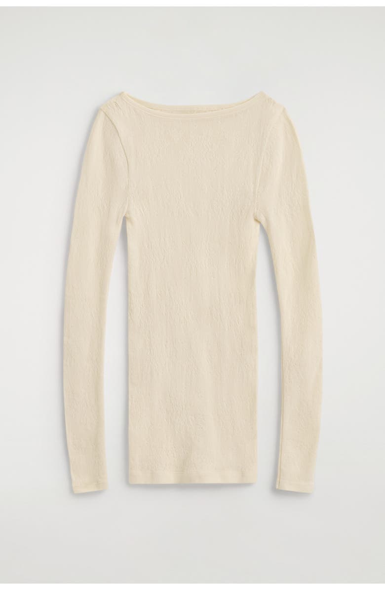 COS Floral-jacquard Lace Top, Alternate, color, Cream