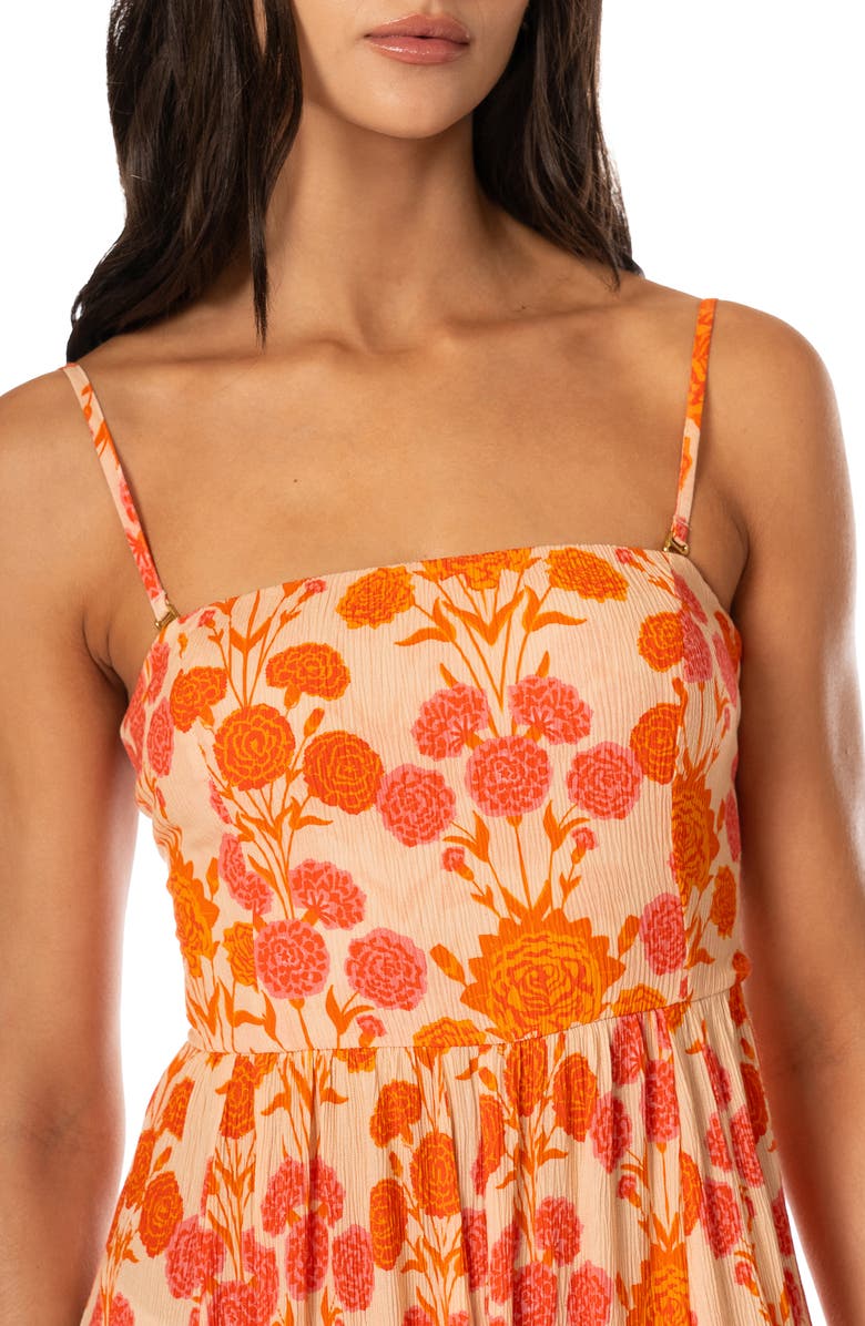 Maaji Petal Spell Primavera Lace-Up Back Maxi Cover-Up Sundress, Alternate, color, Open Pink