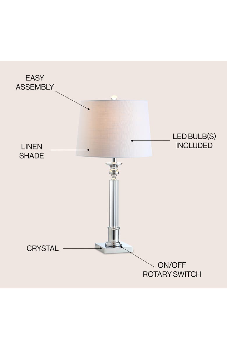 JONATHAN Y Dean 28" Crystal LED Table Lamp, Clear/Chrome, Alternate, color, 