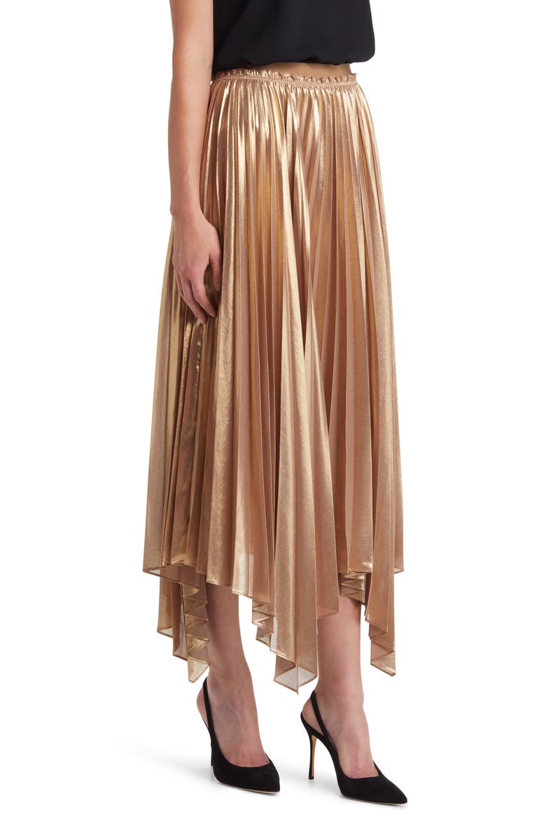 Nattiee Pleated Handkerchief Hem Skirt, Alternate, color, TAN