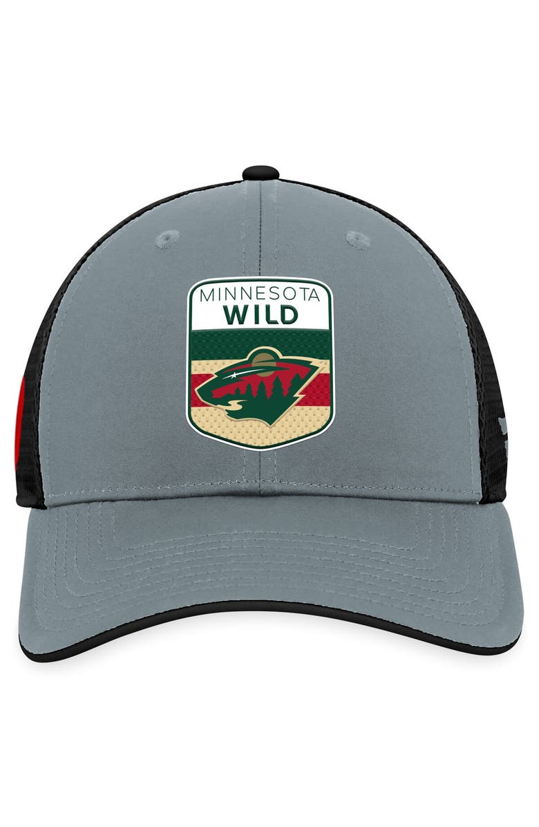 FANATICS Men's Fanatics Branded  Gray/Black Minnesota Wild Authentic Pro Home Ice Trucker Adjustable Hat, Alternate, color, 