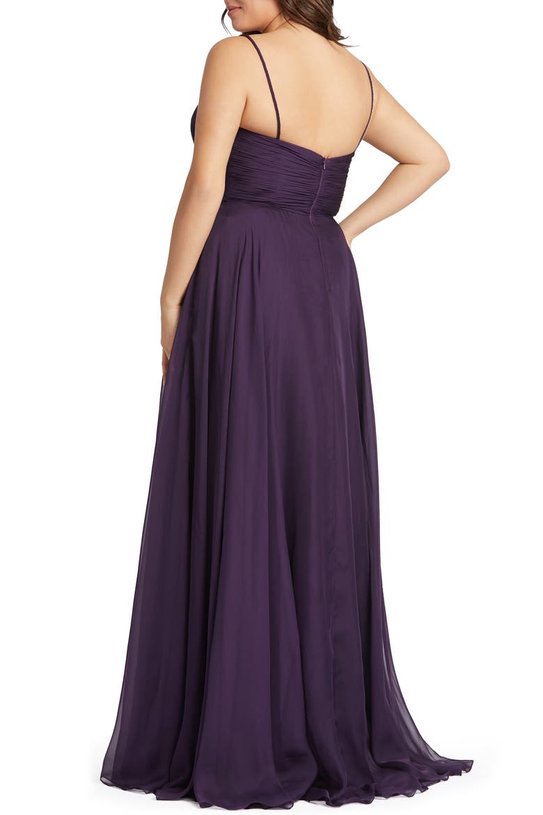 Ruched Satin Gown, Alternate, color, AUBERGINE