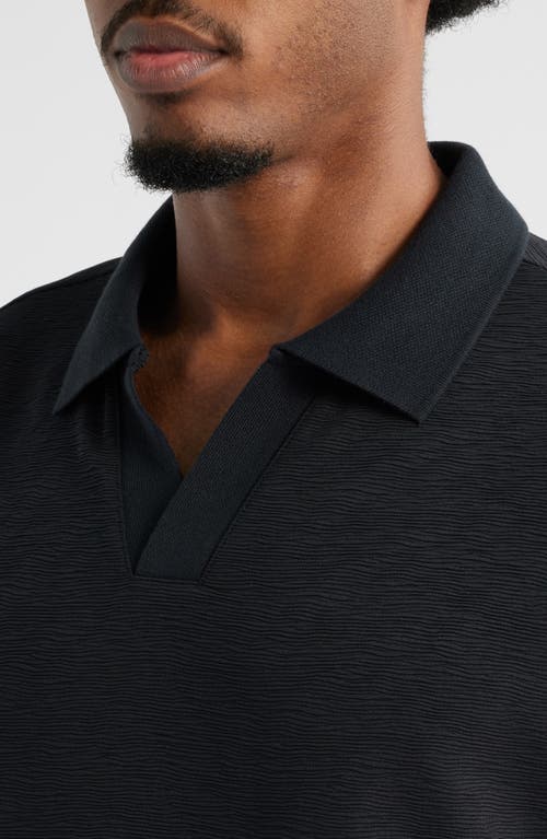 Open Edit Wave Texture Johnny Collar Polo In Gray