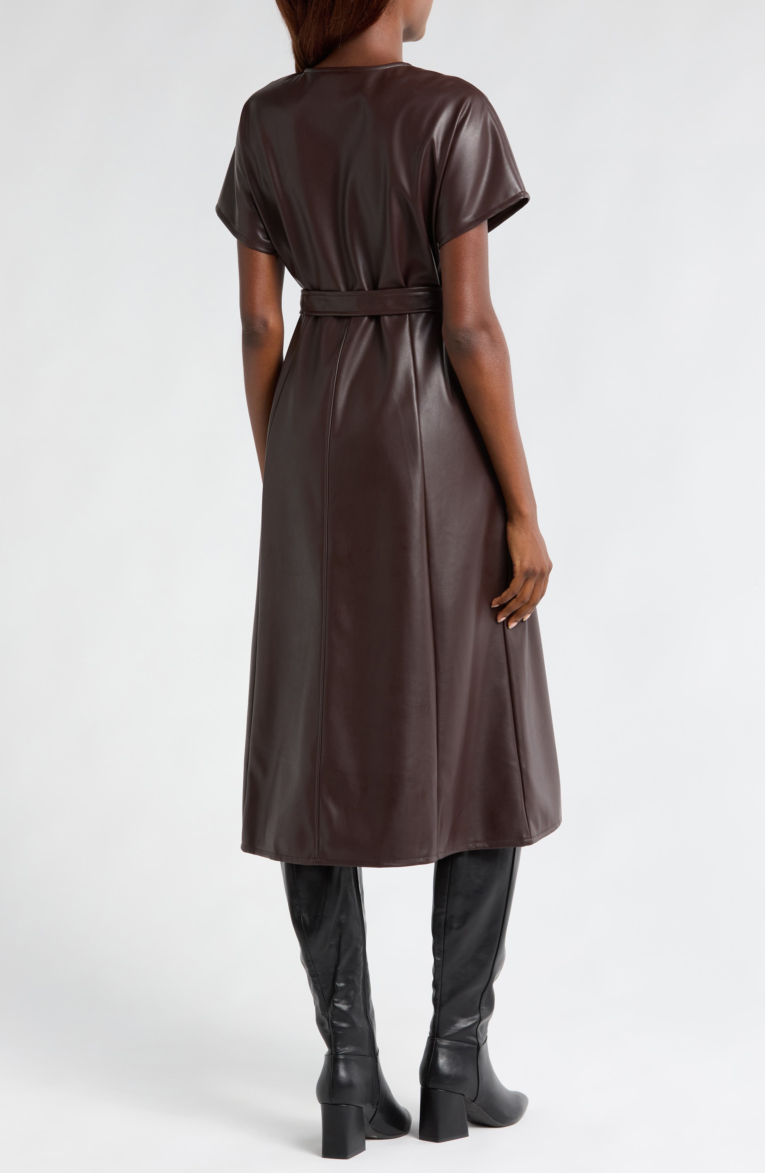 Faux Leather Midi Dress - image 2