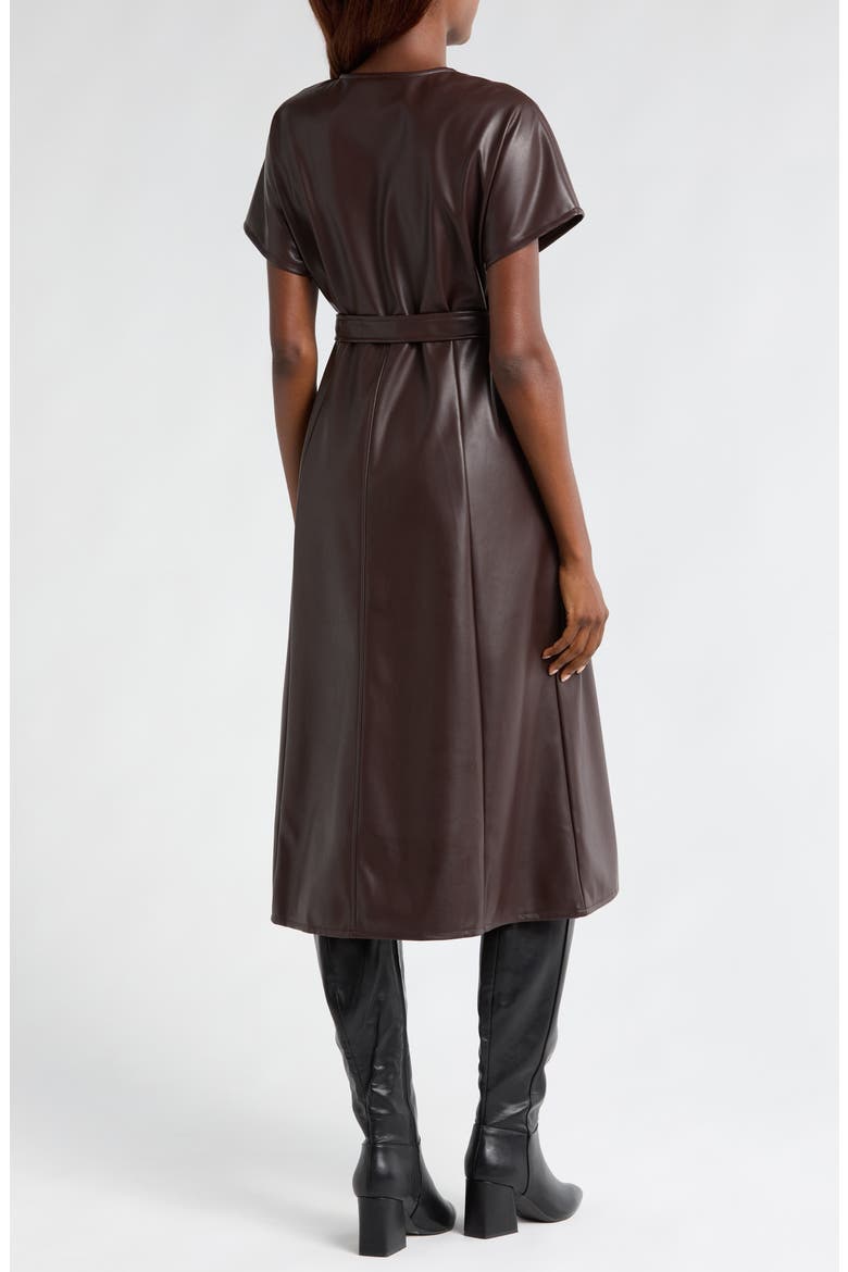 Faux Leather Midi Dress, Alternate, color, COFFEE BEIGE