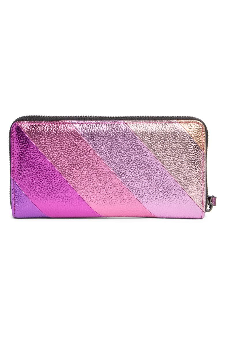 Zip Leather Wallet, Alternate, color, PINK COMB