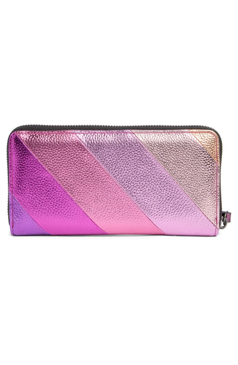 Kurt Geiger London Zip Leather Wallet, Alternate, color, Pink Comb