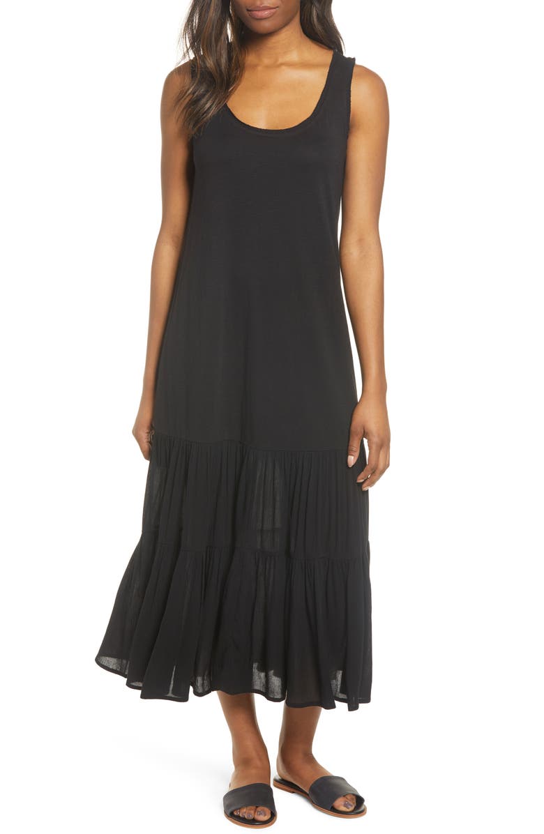 Caslon<sup>®</sup> Mixed Media Drop Waist Maxi Dress, Main, color,