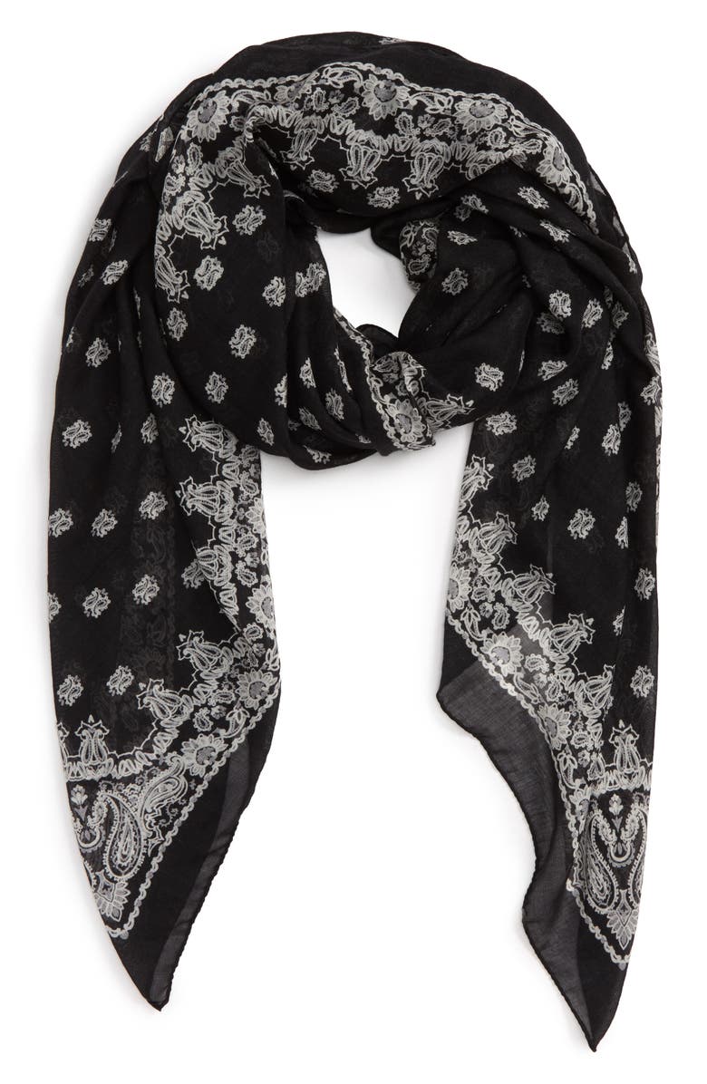 Saint Laurent Bandana Print Cashmere & Silk Scarf, Alternate, color, 