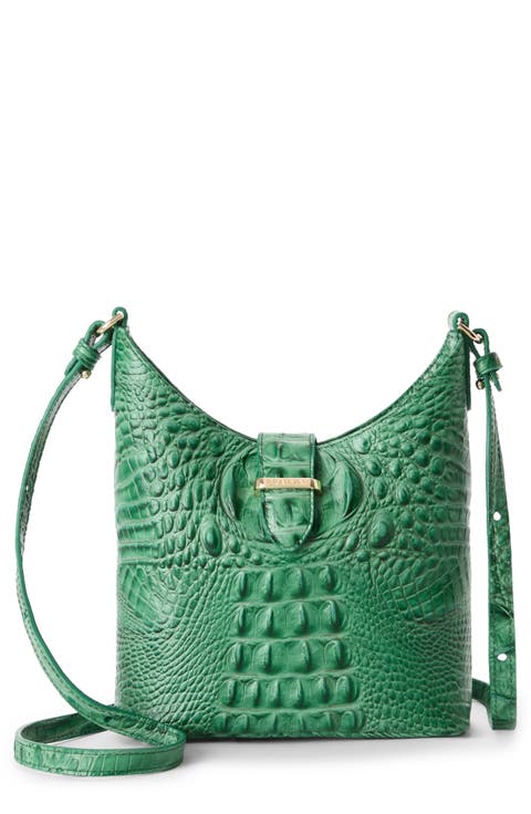 Small Gwynne Croc Embossed Leather Crossbody Bag