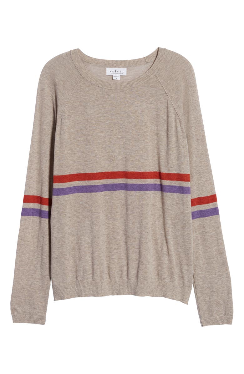 Velvet by Graham & Spencer Race Stripe Lux Cotton Sweater, Alternate, color, 