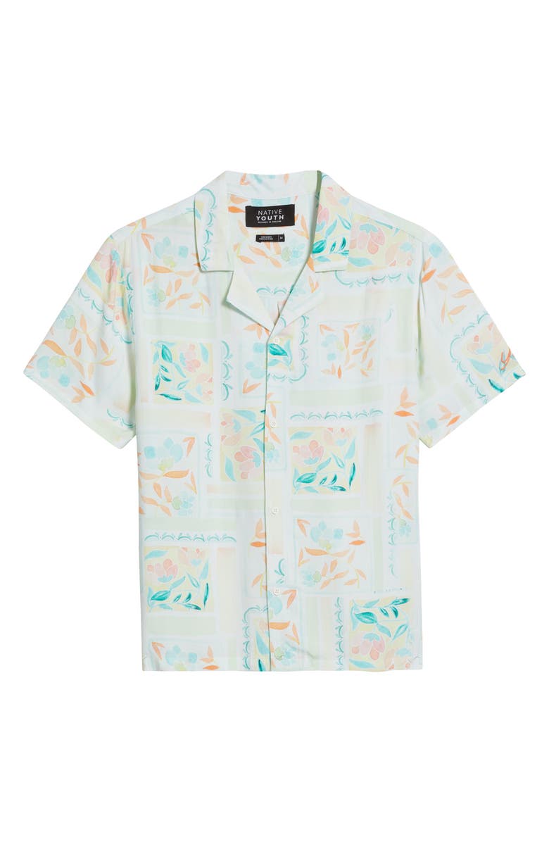 Native Youth Byron Print Camp Shirt, Alternate, color, Off White