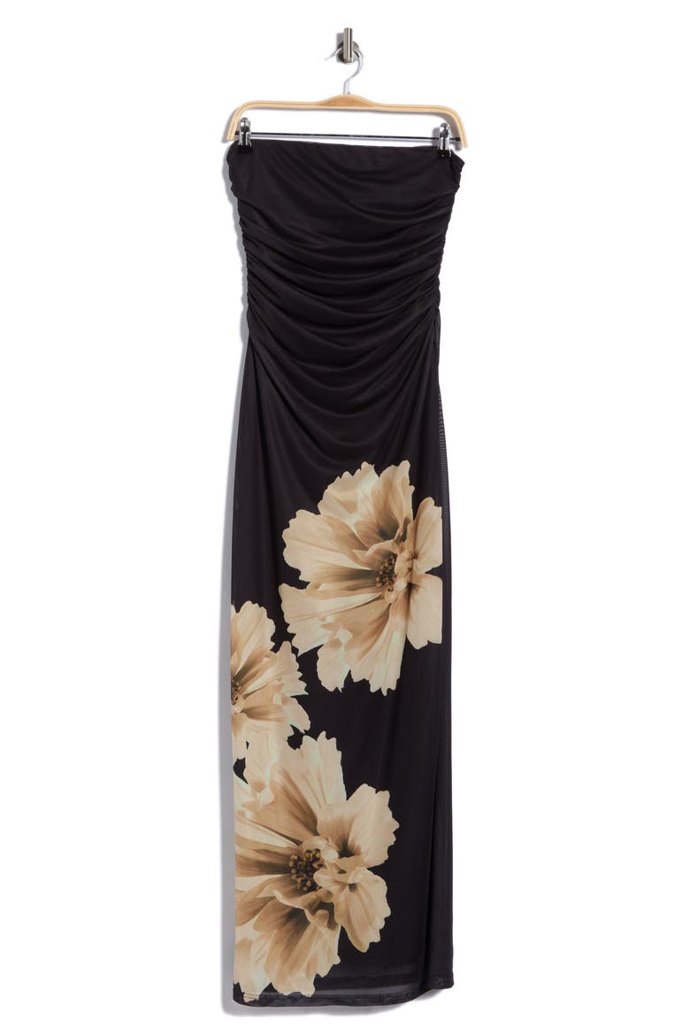 Elio Strapless Mesh Maxi Dress, Alternate, color, BLACK MULTI