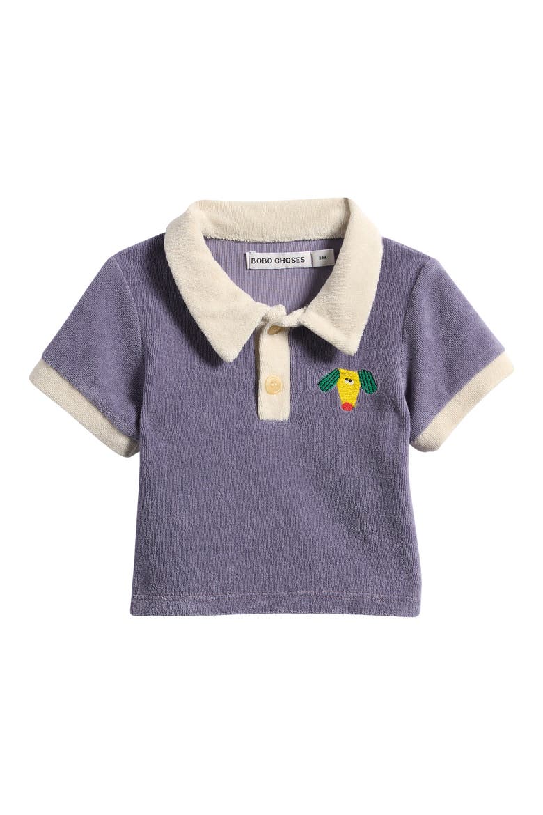 Happy Dog Terry Cloth Polo Top, Main, color, NAVY BLUE