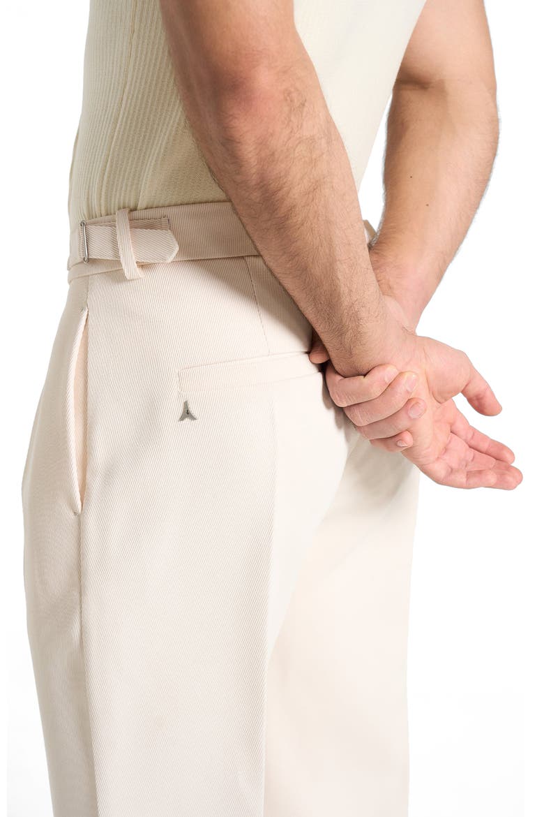 Dorian Relaxed Fit Twill Pleated Tailored Trousers, Alternate, color, Cream