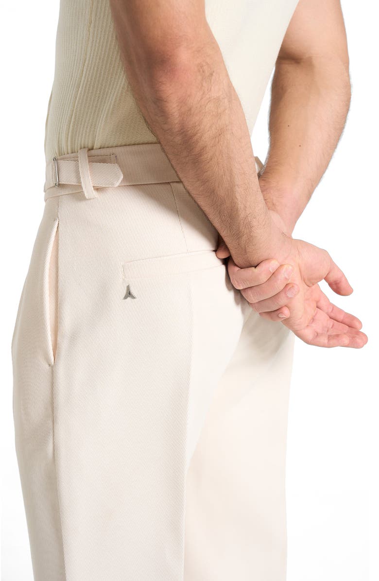 Manière De Voir Dorian Relaxed Fit Twill Pleated Tailored Trousers, Alternate, color, Cream