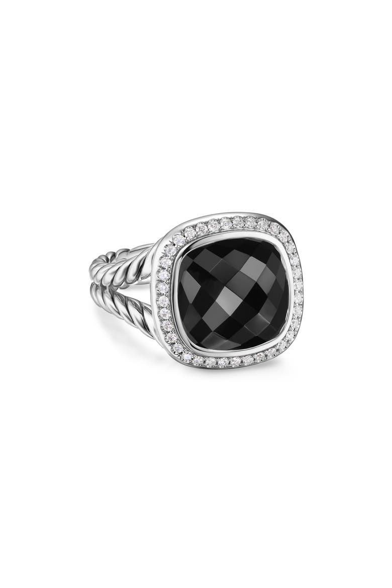 Albion® Ring in Sterling Silver with Black Onyx & Diamonds, 11mm, Main, color, BLACK ONYX