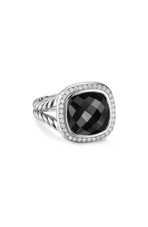 Albion® Ring in Sterling Silver with Black Onyx & Diamonds, 11mm