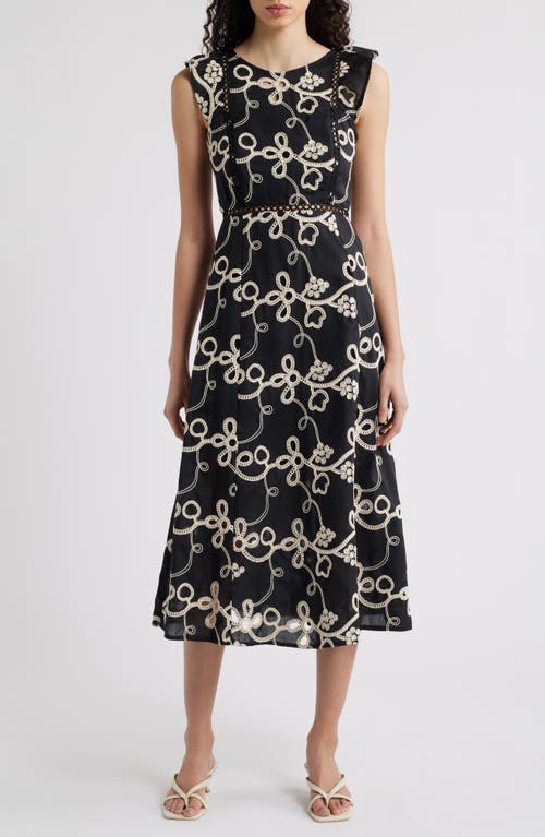 SAM EDELMAN SAM EDELMAN ROPE EMBROIDERY A-LINE DRESS 