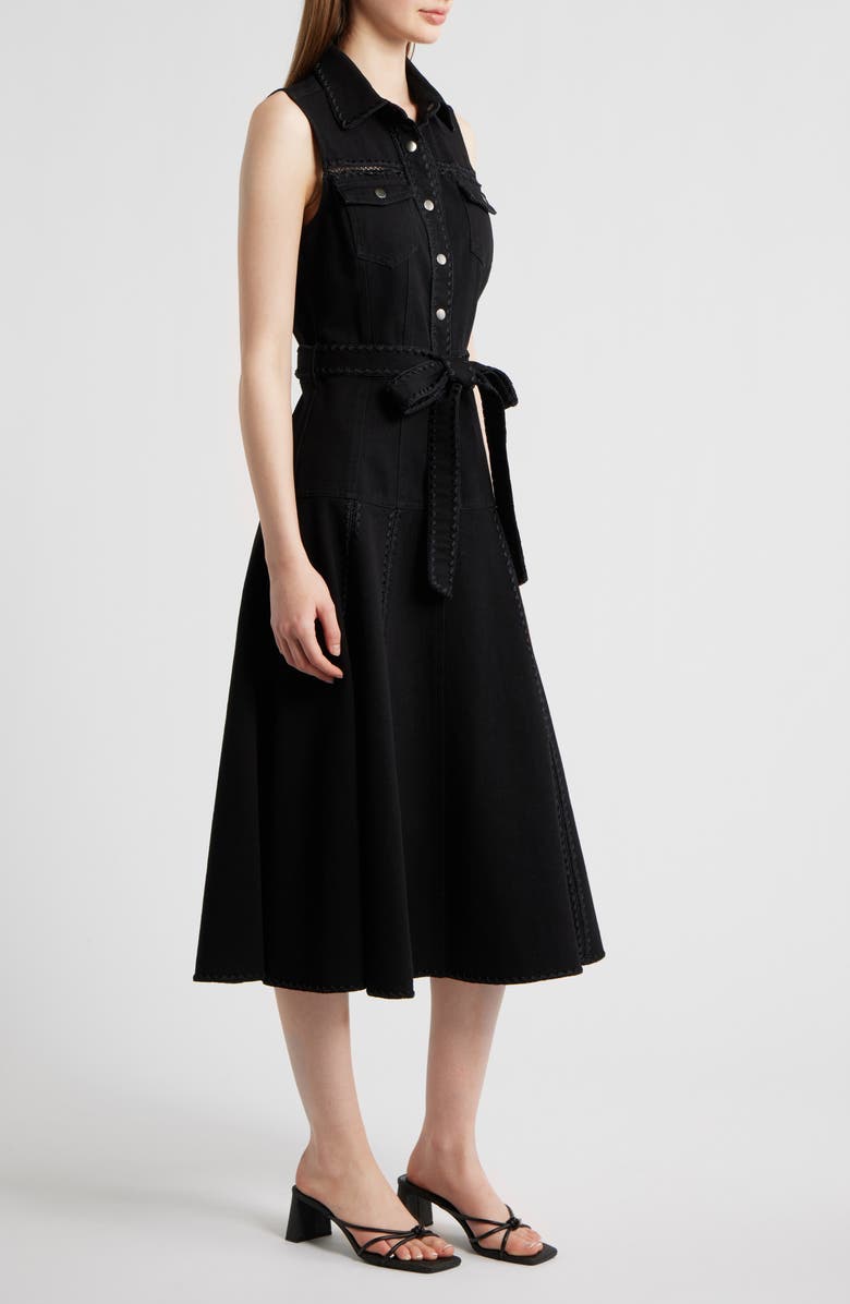 En Saison Brixton Tie Waist Midi Shirtdress, Alternate, color, Black