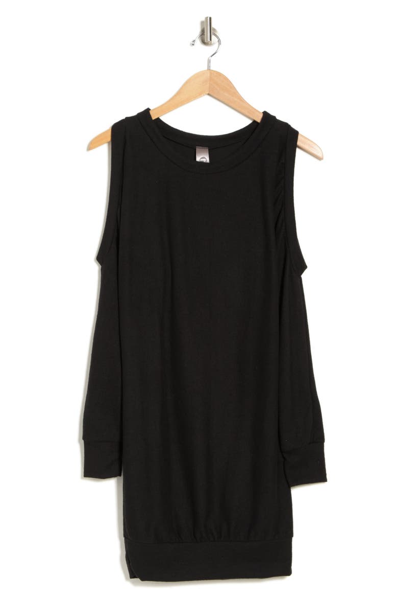 Cold Shoulder Long Sleeve Body-Con Dress, Alternate, color, BLACK