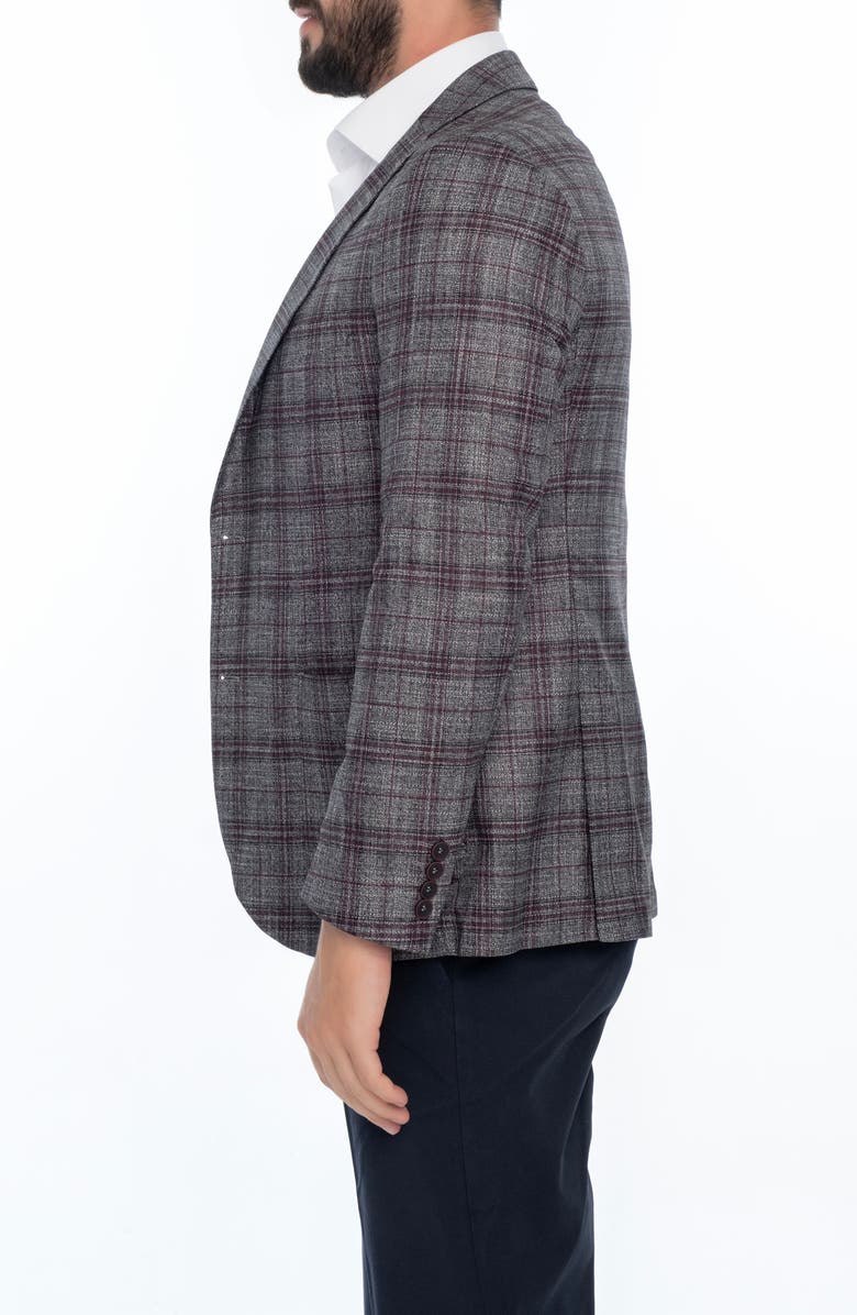 VELLAPAIS Plaid Sport Coat, Alternate, color, Burgundy