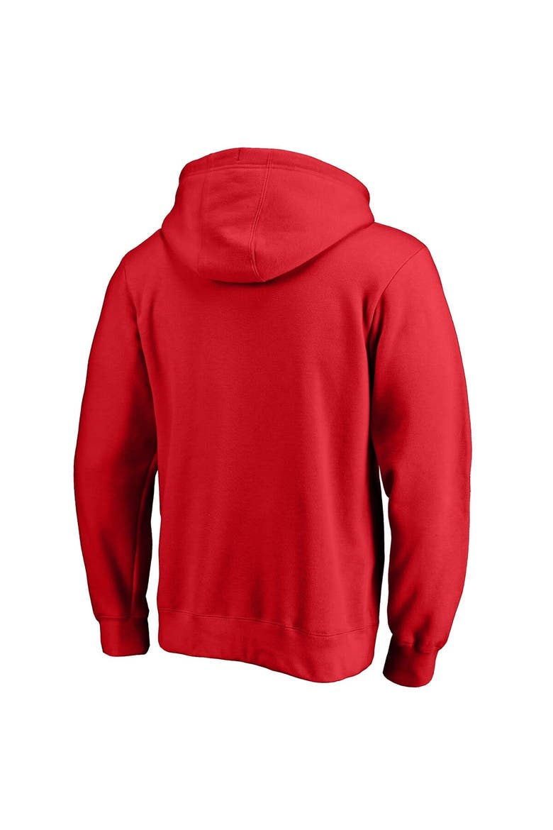 Men's Fanatics Branded Red Houston Rockets Icon Primary Logo Fitted Pullover Hoodie, Alternate, color, Red