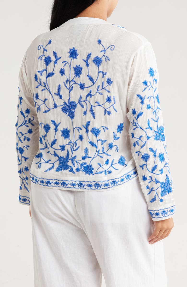 Forgotten Grace Embroidered Long Sleeve Button-Up Shirt, Alternate, color, White/ Royal
