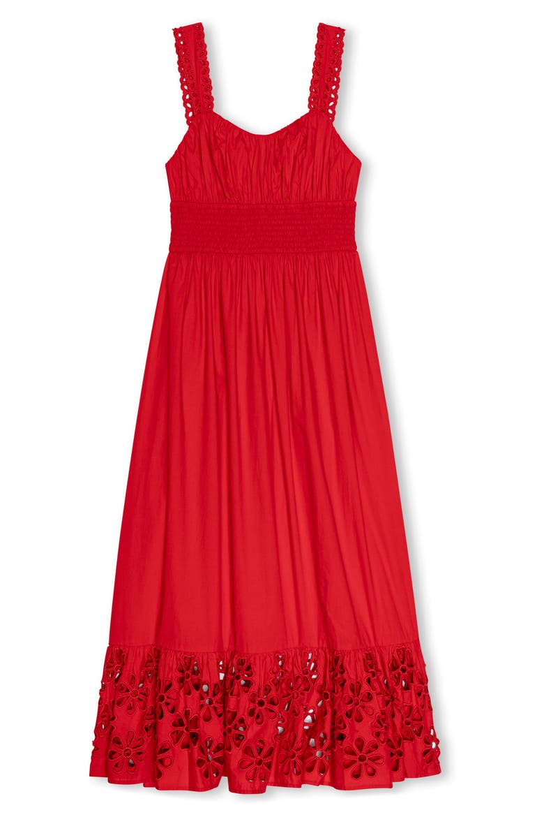 Moira Smocked Back Sleeveless Maxi Dress, Alternate, color, SCARLET