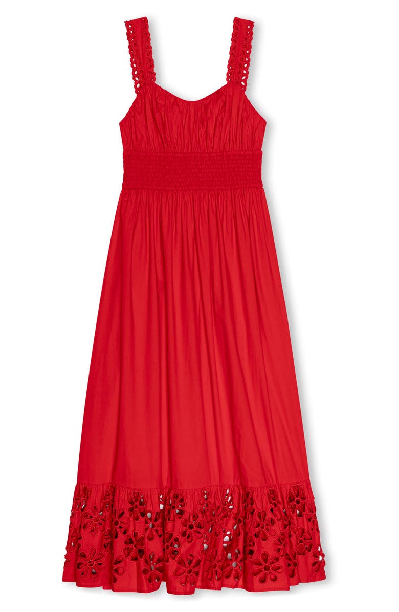 Rails Moira Smocked Back Sleeveless Maxi Dress, Alternate, color, Scarlet