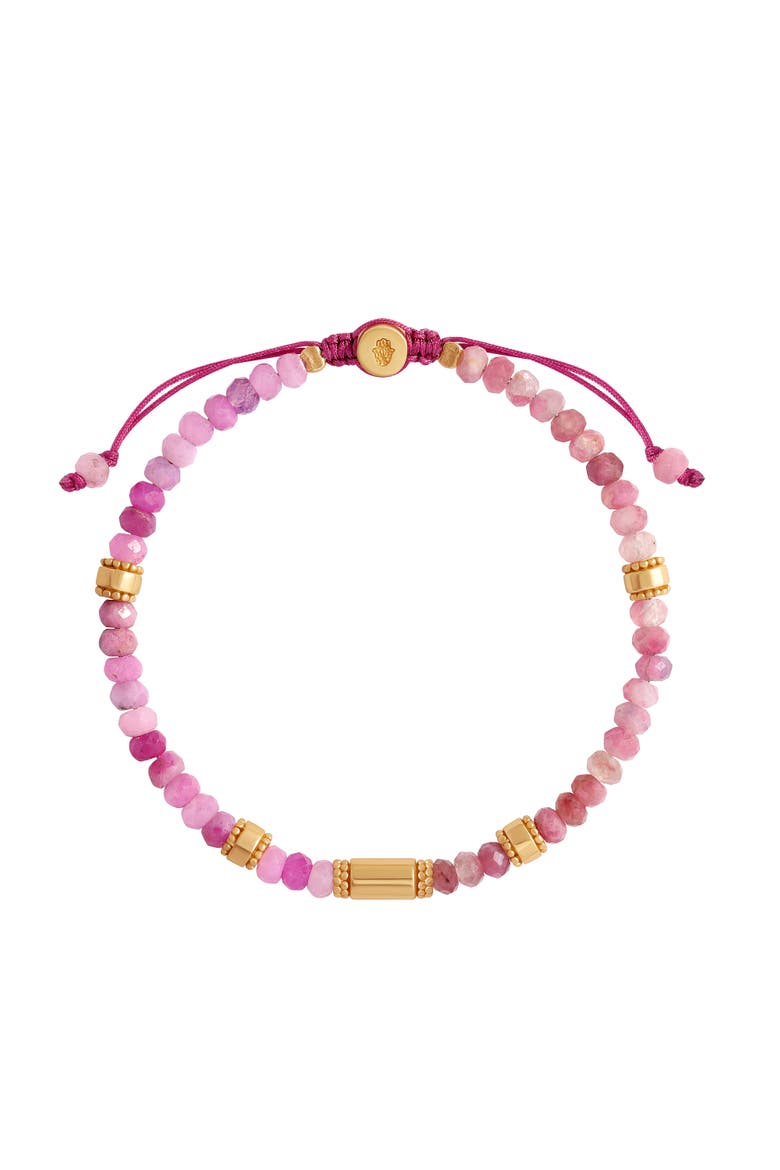 Heartline Harmony Ruby & Pink Tourmaline Stretch Bracelet, Main, color, Purple/Gold