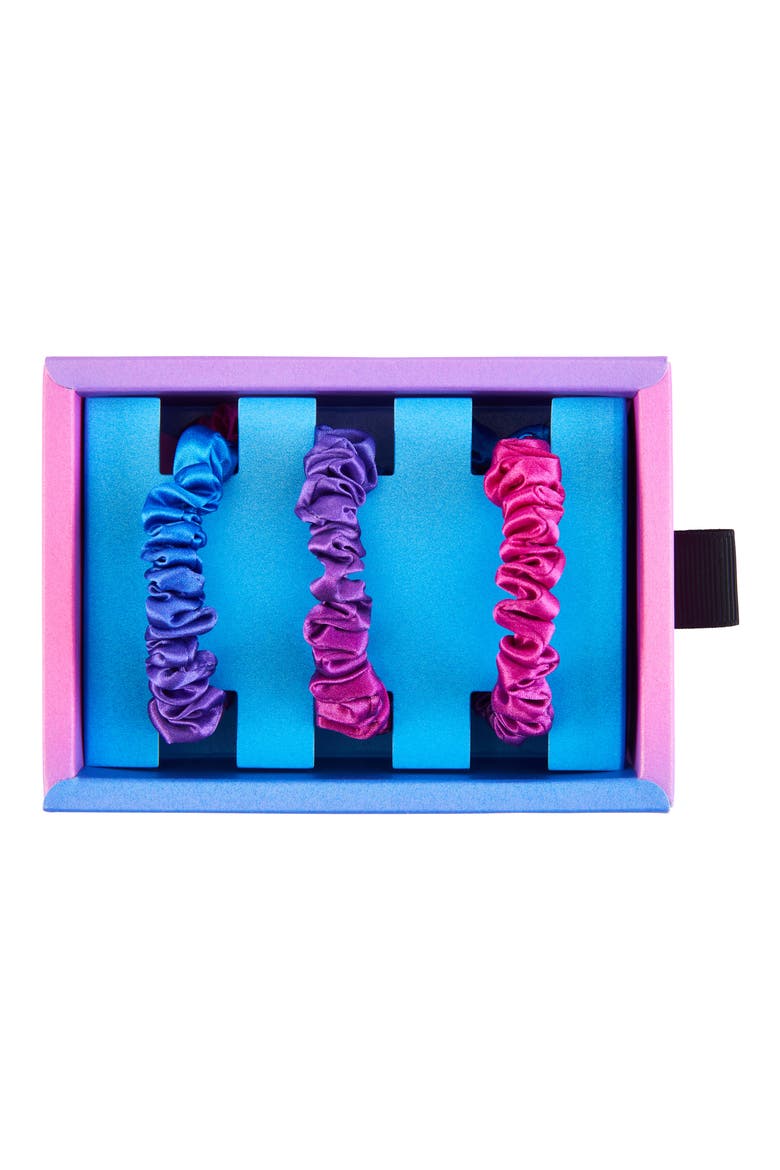 3-Pack Skinny Silk Scrunchies, Alternate, color, PURPLE OMBRE
