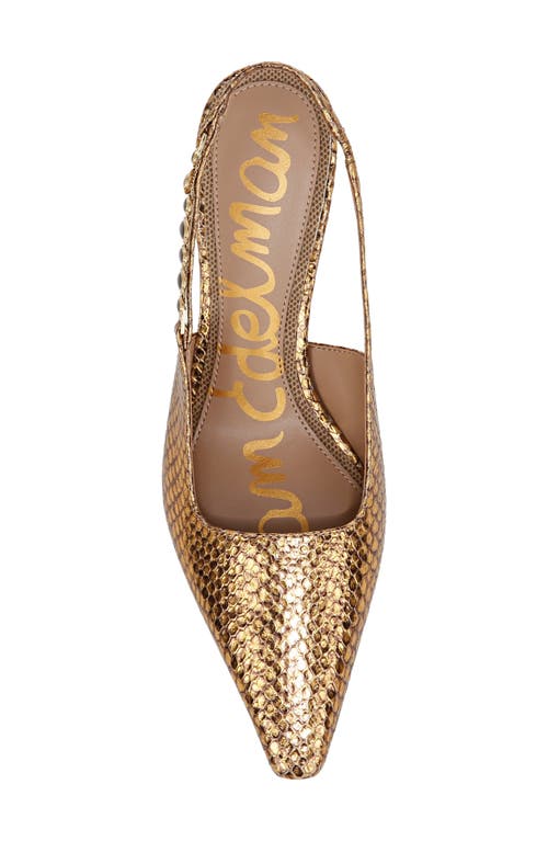 Sam Edelman Baker Slingback Pump Medallion Gold Snake In Gold