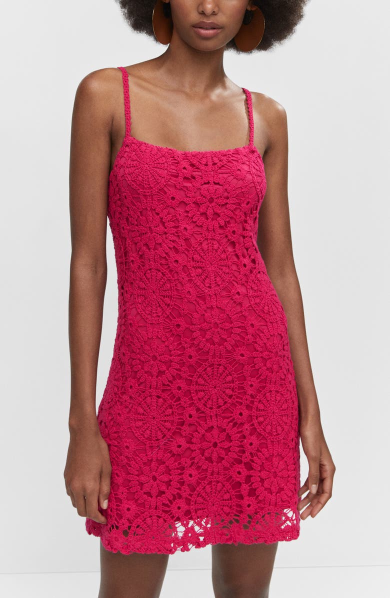 MANGO Crochet Lace Minidress, Alternate, color,