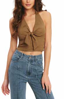 Tie Front Halter Crop Top