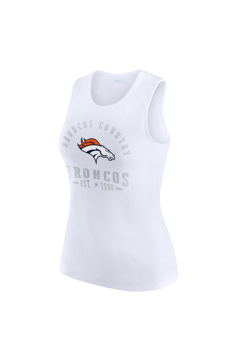 WEAR by Erin Andrews Women's WEAR by Erin Andrews White Denver Broncos Ribbed Graphic Tank Top, Alternate, color, White