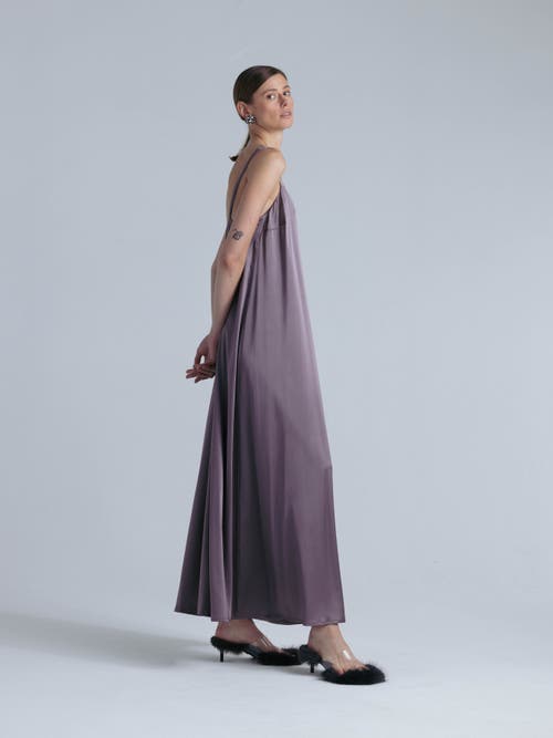 Alas Aphrodite Sleeveless Silk Maxi Dress In Purple