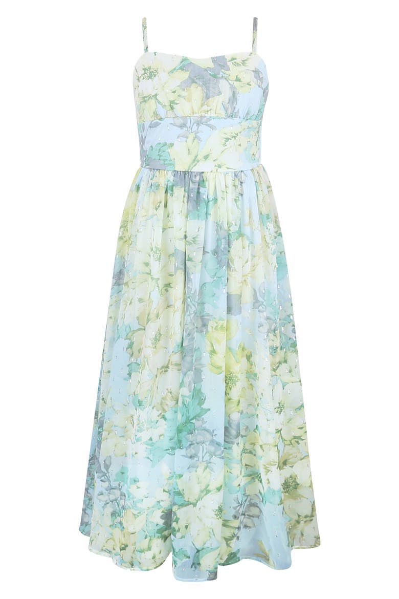 Kids' Clip Dot Chiffon Maxi Dress, Main, color, MINT/ YELLOW