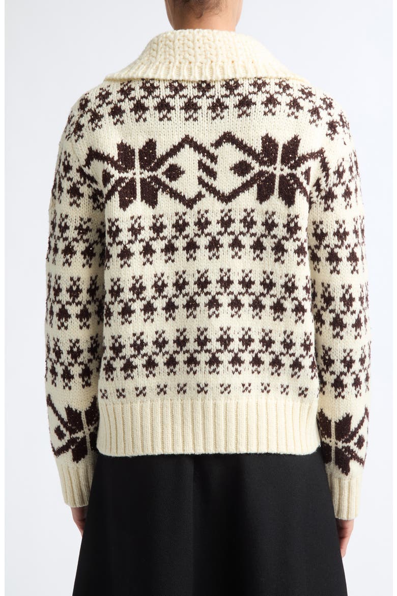 Fair Isle Wool Blend Zip Cardigan, Alternate, color, WHITE